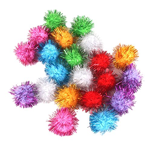 3.5cm Glitzy Tinsel Pompoms Bälle mit Catnip Katzenspielzeug Spritz - 3