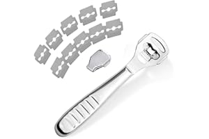 MILAI Râpe à Pied Pédicure, Rapeuse Pieds Anti-Callosités, Coupe cors, Rasoir pour Talons, Peaux dures et Mortes en acier inoxydable avec 10 lames outil, Outil de Soin des Pieds