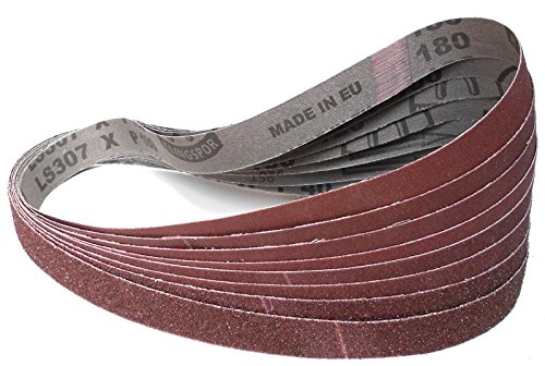 8-teiliges Premium Set Klingspor Schleifband LS307X | 25 x 762 mm | z.B. für Scheppach BD7500 / BTS700 | Je ein Band der Körnungen 36,40,60,80,100,120,150 und 180 - 3