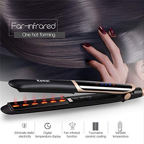 YERGHJ Infrared Hair Straightener Curler Ceramic 3D Floating Wide Plate Flat Iron LED Digital Hair Curling Straightening