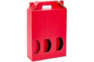 ONLY BOXES Lot de 10 boîtes en carton pour 3 bouteilles de vin, cava, champagne ou liqueur rouge, modèle auto-montable de boîte avec fenêtre pour emballage bouteilles très original