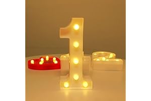 Dinglong Fligatto Chiffres Lumineux Lampe LED, décoration d'anniversaire, de Mariage Romantique, Lettres l’Alphabet à LED avec lumière Blanche Chaude pour d’intérieur.