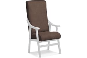 ABUELO A GUSTO - Silla brazos de madera, respaldo recto, ideal para personas mayores, movilidad reducida o dolor espalda. Usada en residencia y geriátricos. Tamaño: 57x69x116 cm. (Lac. Blanco, Marrón)