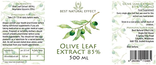 Olive Leaf Extract 85%, 500 ml, very high Oleuropein level, highest bioavailability, controlled quality || Best Natural Effect