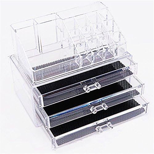 THREE LAYER BEAUTY CLEAR ACRYLIC COSMETIC DRAWER / MAKE UP NAIL POLISH VARNISH DISPLAY STAND / ORGANISER / RACK / HOLDER CAN ALSO BE USED FOR MAKEUP BRUSH SETS, JEWELLERY AND ARTS AND CRAFT