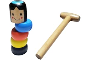 VENCENTE Wooden Man Toy, Wooden Magic Little Man Unbreakable Wooden Man Immortal Daruma Toys, Funny Puppet Wooden Man Magic Toy Magic Funny Doll