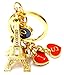 Price comparison product image AKER Paris Eiffel Tower Rhinestone Metal Letter Keyring 5 x 2.5 cm Gift Keepsake