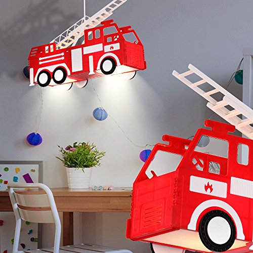 Feuerwehr Auto Hänge Leuchte rot Pendel Lampe Kinder Spiel Zimmer Beleuchtung Globo 15726 - 2