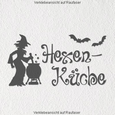 A526 Wandtattoo „Hexenküche“ 60cm x 32cm schwarz (erhältlich in 40 Farben und 4 Größen) - 2