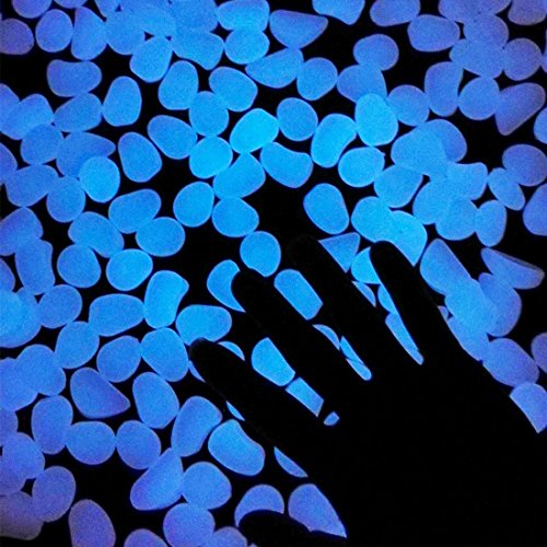 JPSOR 200 Stück kunstliche Blau Leuchtenden Steine für Garten Aquarium - 5