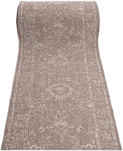 Silver Taupe Sisal Rug Runner - Modern Vintage Ornament Pattern - Perfect For Hall Hallway Stairs Kitchen - Durable Carpet Runner - "SIZAL - DEKO " 80 x 210 cm ( 2ft7" x 6ft11" ) Long