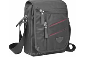 GLORIA KAOS Borsa Borsello Uomo Tracolla Regolabile Nylon Nero - Multitasche (821 Black)