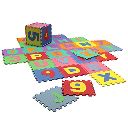 Charles Bentley Children's Kids Soft Eva Foam Alphabet & Numbers Complete Set Jigsaw Puzzle Interlocking Play Mat