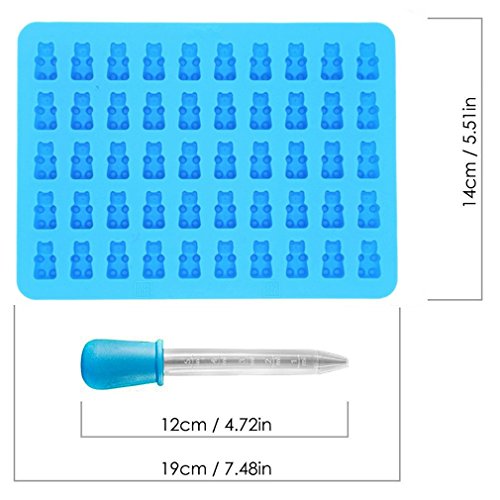 HENGSONG 2er Silikon 50 Mini Bär Formen mit Pipetten DIY Eiswürfel Form Kuchen Schokoladen Cookies Backen Form - 6