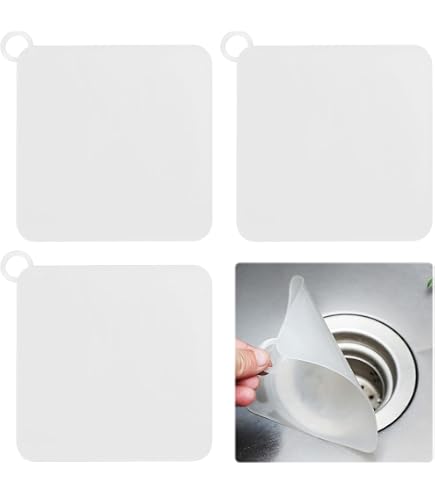 4-teiliges Silikon-Ablaufabdeckung Set – Quadratische Abdeckmatten (20x20 Cm) Gegen Gerüche Für Dusche, Waschbecken & Küche