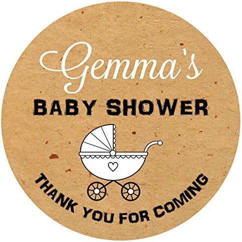 Personalised SMALL Baby Shower stickers/labels kraft paper effect neutral theme