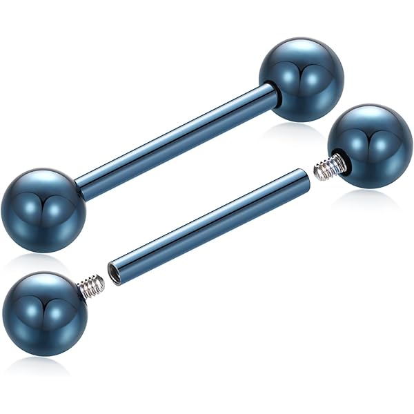 Threadless Titanium Tepelpiercing met Waaier van Vijf Baguette Kristallen