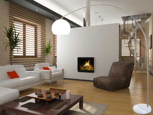 Bogenleuchte mit weißem Lampenschirm, langer Lampenbogen, Lilli XL 10452 - 6