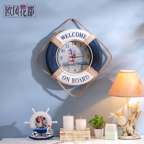 Eastern Mediterranean style decoration rudders mounted wall decoration hanging creative children room European-style circular living room wall clock