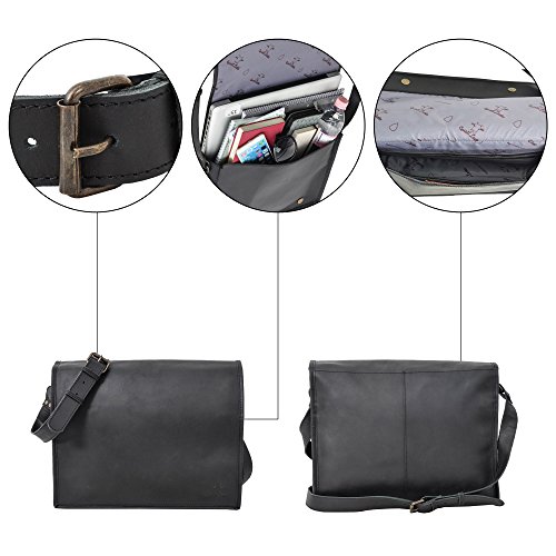 Ledertasche Gusti Leder „Mitch“ Laptop-Tasche Damen Herren Braun Unitasche Notebook Aktentasche Businesstasche Schultertasche Umhängetasche Groß 15 Zoll Schwarz 2U4-26-80 - 3
