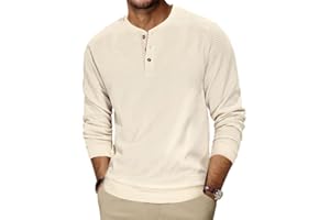 TARAINYA Henley Sweatshirts Homme Coton Sweat sans Capuche Manches Longues
