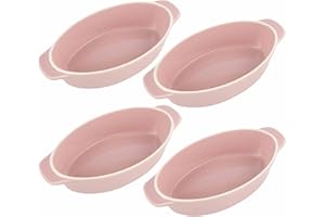 MYGRTFAM Oval Ceramic Baking Dish Set Of 4 with Handles Oven To Table Ideal for Lasagne/Pie/Casserole/Tapas (5x 12x 22cm/8.5inch) PERU