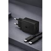 PDAteknoloji 45W USB-C PD-Pps Super Hız Şarj Adapt&ouml;r&uuml; ve 1m 5A Type-C to Type-C Kablo Siyah (3 Yıl Garantili)