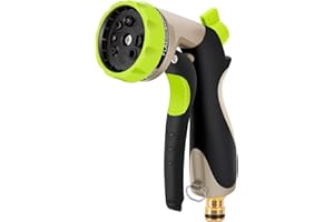 RnCop Metal Hose Spray Gun, 8 Adjustable Patterns Metal Body High-Pressure Hose Nozzle for Precision Watering, Perfect for Plants, Lawns, Cars, Bikes, and Pets Bathing-Green