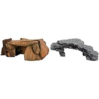 TRIXIE 8847 Felsplateau mit Baumstamm, 25 cm & 8860 Felsplateau, 19 cm