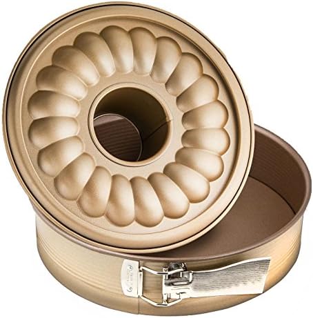 7 inch Baking Springform Non stick Cake Tin Leakproof Cake Pan with 2 removable bottoms Gold
