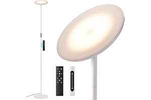 PreeOtti Lampada da Terra LED, 36W Dimmerabile Piantana Lampada da Terra, 3000K-5000K Stepless Lampada Salotto con Telecomando e Tocco per Soggiorno Ufficio Camera da Letto(Bianco)