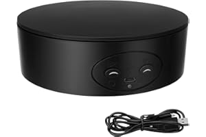 VAYOTOY Plateau Tournant Électrique, 13 CM 5 KG Charge Présentoir Rotatif Électrique à 360 degrés Plateau Tournant Vitesses Réglables pour l'affichage et la Photographie