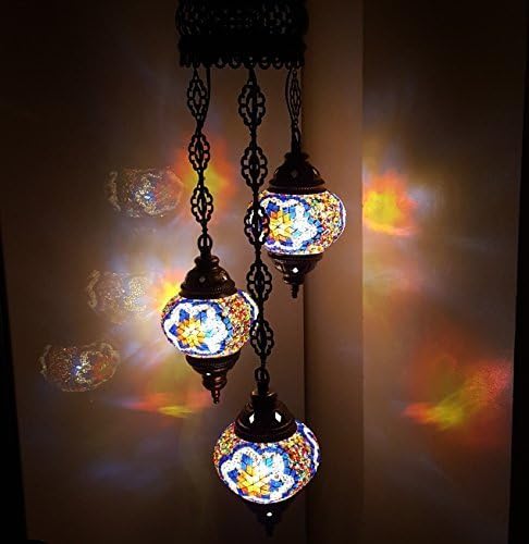 Turkish Moroccan Tiffany Style Glass Mosaic Chandelier 3 Bulb - MC25 X 3 Bulb Chandelier