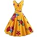 Produktbild TEBAISE Elegant 1950er Vintage Sommer Rockabilly V-Ausschnitt Kleid Retro Cocktailkleider Schwingen Kleid Faltenrock Karneval Fasching Fasnacht Abendkleid Partykleid Knielang