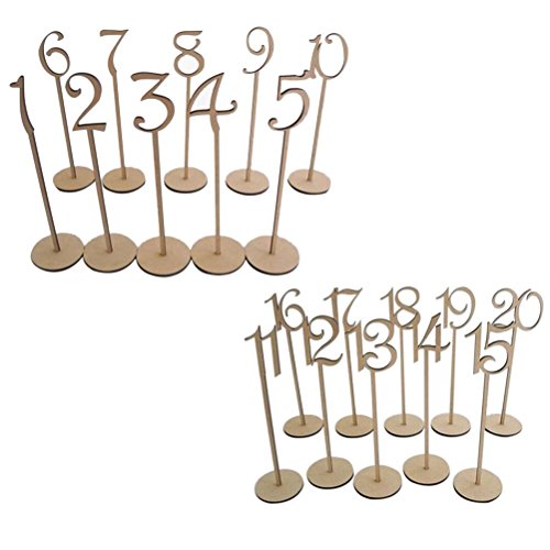 Pixnor Hölzerne Hochzeit-Tabellennummer Sticks mit Base 8,7 x 35cm 1-20