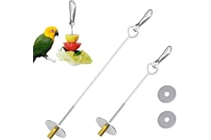 XURJUMI Brochette de fruits pour oiseaux, 2 Pièces Brochettes d'oiseaux en Acier Inoxydable pour Support de Nourriture,Mangeoire et Porte，Fruits pour Perroquets Avec deux entretoises