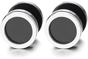 COOLSTEELANDBEYOND 10MM Cercle Boucles d'oreilles Homme Femmes - Bouchon Jauge Faux Cheater Fake Gauges Plugs Acier