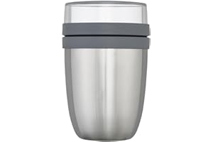 Mepal - Porta Pranzo Ermetico Ellipse - Contenitori Termici - Pratica Tazza per Yogurt e Zuppa da Portare Via - Caldo per 6-8 Ore e Freddo per 12 Ore - 500 ml - Natural Brushed