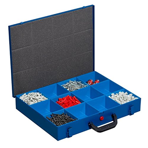 Kleinteilekoffer, Stahlblech, EuroPlus Metall 44/12×63, blau, 12 Einsätze, dicht schließend - 5