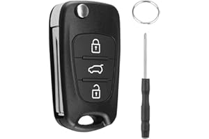 Chaexii Hyundai Key Fob for Hyundai i20 i30 i35 iX20 iX35 and Kia Ceed Soul Sportage Venga Car Key Cover,3 Buttons Key Shell Replacement Key Case Accessories + Keyring ＆ Screwdriver