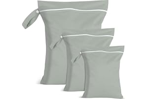 Zaewry 3 Stück Nassbeutel Grau, Groß Mittel Klein Wetbag, WäSchebeutel Reise, Wasserfester Beutel, Nasstasche Schwimmsachen, Wiederverwendbarer Nasstasche, Wasserdichter Beutel für Badeanzüge, Windeln