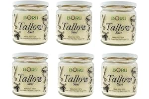 BORU SUPPLEMENTS Tallow Beef Suet 100% Irish Grass-Fed Beef Organ Fat x 6 jars (Tallow x 6 jars)