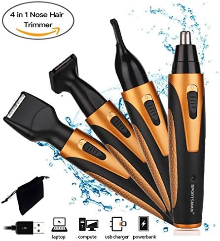 Nose Hair Trimmer,USB Rechargeable Ear Nose Trimmer Clipper Eyebrow Trimmer Grooming Kit Set with Water Resistant Stainless Steel Rotation Blade Facial Hair Groomer for Men Women(USB Charge)