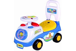 LEOM Kids First Ride On Car Push Along Musical Buggy Car First Step Kids Toddlers Walker Learning Toys Horn Sound Storage Fun Entertainment Toy (Blue)