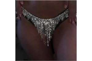 Carufin Sexy Perizoma Mutandine Catena Decorativa Argento Nappa Catena Vita Catena Corpo Accessori Gioielli Regolabile per Donne e Ragazze (catena toracica non inclusa)