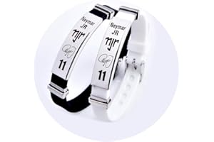 FANWENFENG Lorh's store Calcio Neymar JR Firma ispiratrice Braccialetti Regolabili Neymar JR Numero 11 Silicone Sportivo Bracciale 2 Pezzi