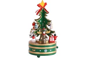 NAVESO Spieluhr Weihnachten, Weihnachtsbaum-spieluhr aus Holz, Spieluhr Weihnachtsdekoration, Spieluhr aus Holz mit Dekorationszubehör