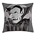 Produktbild Vampire Throw Pillow Cushion Cover, Cartoon Style Count Dracula Angry Look Evil Expression Gothic Horror Monster, Decorative Square Accent Pillow Case, 18 X 18 Inches, Grey Black White