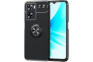 RankOne Etui na telefon komórkowy do Oppo A76 / Oppo A96 6,56", silikonowe z uchwytem pierścieniowym, magnetyczny uchwyt samochodowy - czarne