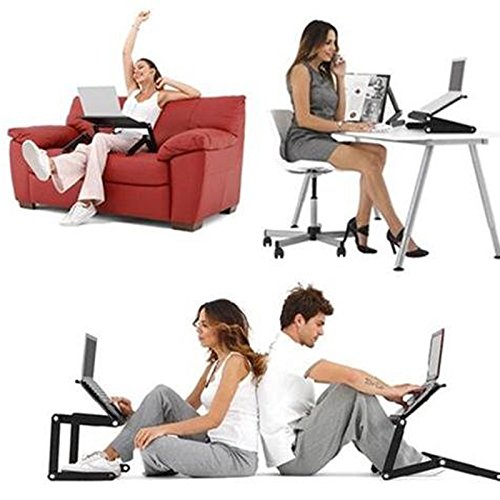 Homdox Einstellbare Laptop-Tisch Betttisch Notebook Lese Tisch aus Aluminium (Schwarz) - 3
